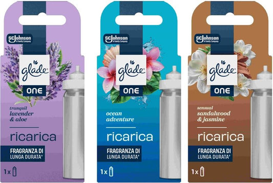 GLADE ONE RICARICA 10ML MIX2 OCEAN ADVENTURE / TRANQUIL LAVENDER & ALOE / SENSUAL SANDALWOOD & JASMINE