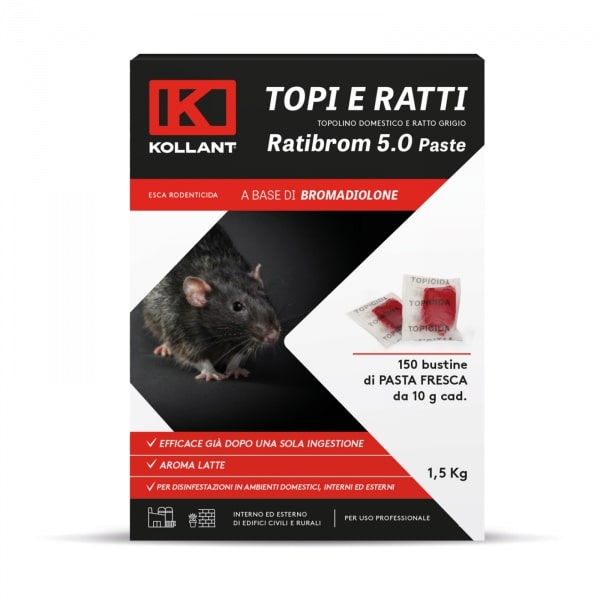 KOLLANT ESCA RODENTICIDA RATIBROM 5.0 500G PASTA ROSSA