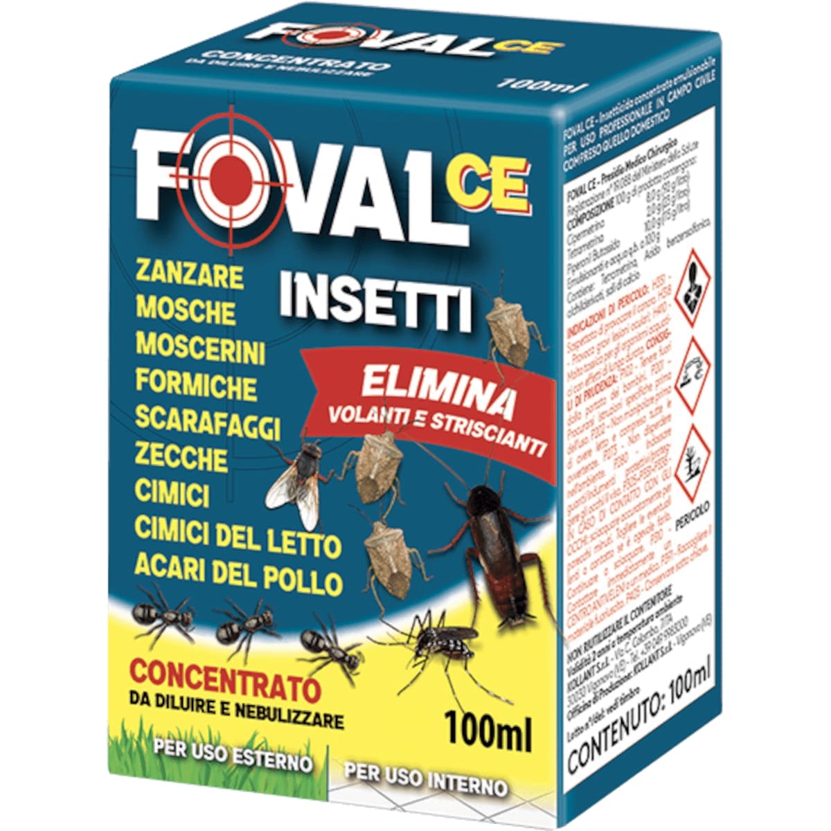 KOLLANT ADAMA FOVAL CE INSETTICIDA INSETTI VOLANTI E STRISCIANTI CONCENTRATO 100ML