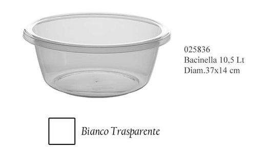 ARBEMA DUNYA BACINELLA TONDA PLASTICA LT.10,5 CM.37X14 TRASPARENTE