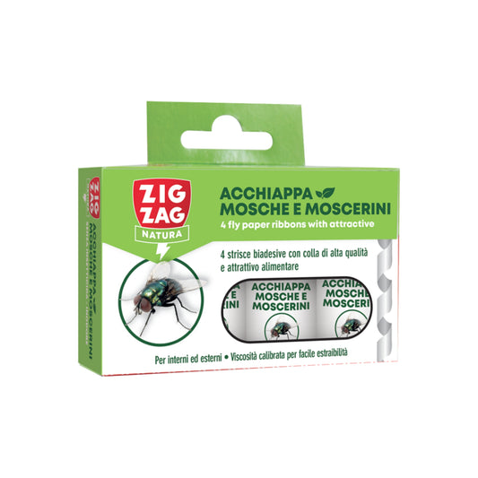 ZIG ZAG NATURA ACCHIAPPA MOSCHE E MOSCERINI 4 STRISCE BIADESIVE