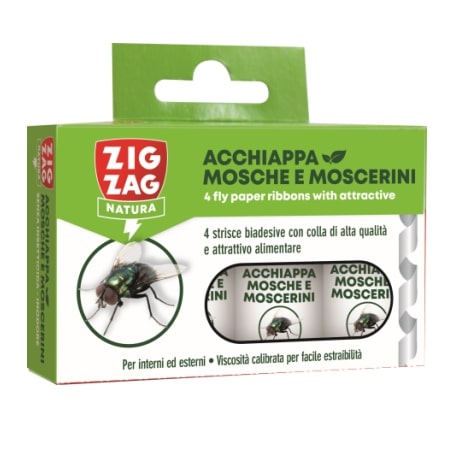 ZIG ZAG NATURA ACCHIAPPA MOSCHE E MOSCERINI 4 STRISCE BIADESIVE