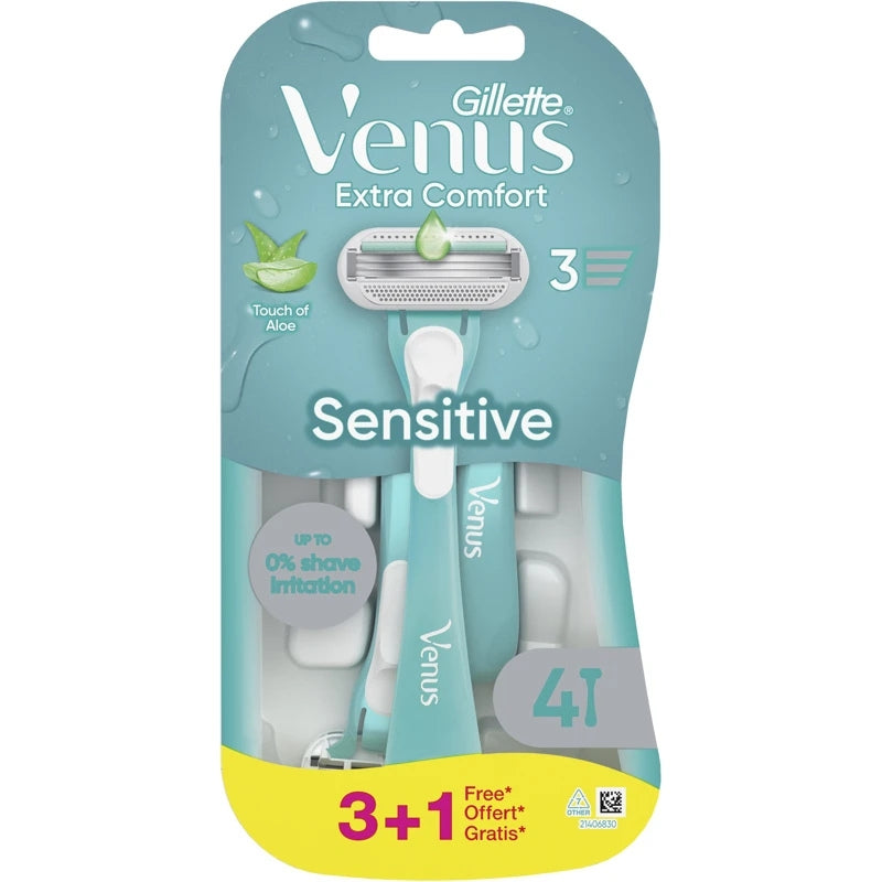 GILLETTE VENUS EXTRA COMFORT RASOIO SENSITIVE 3 LAME 3+1 GRATIS