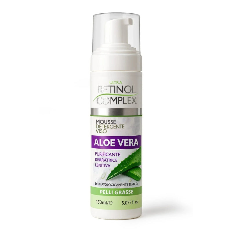 ULTRA RETINOL COMPLEX MOUSSE DETERGENTE VISO 150ML ALOE VERA PURIFICANTE RIPARATRICE LENITIVA PELLI GRASSE