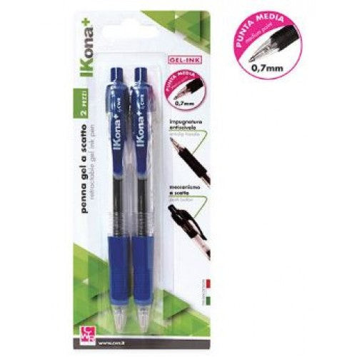 IKONA+ PENNA GEL A SCATTO BLU 2PZ