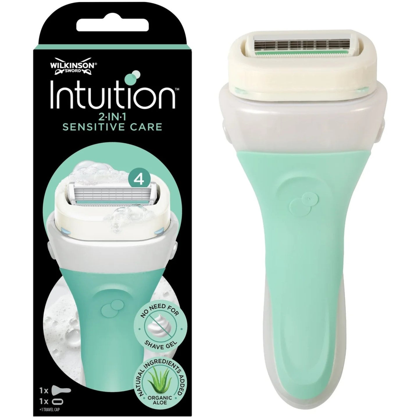WILKINSON RASOIO INTUITION 2IN1 SOAP & SHAVE SENSITIVE CARE 4 LAME 1 BASTONE + 1 RICARICA