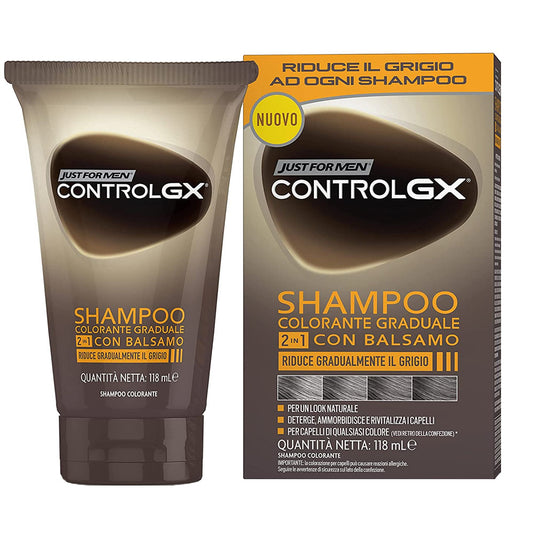 JUST FOR MEN CONTROLGX SHAMPOO COLORANTE GRADUALE 2IN1 CON BALSAMO 118ML