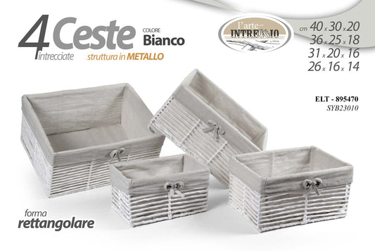 GICOS CESTA RETTANGOLARE STRUTTURA IN METALLO CM.26X16X14 BIANCO