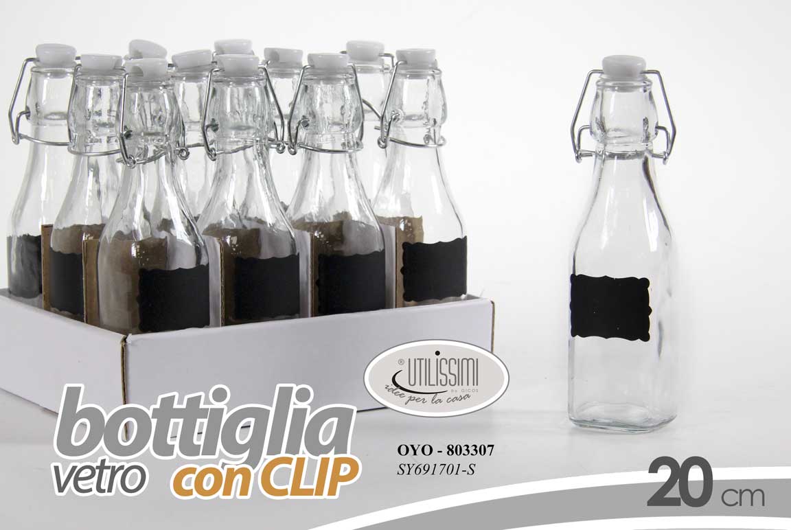 GICOS BOTTIGLIA VETRO CON CLIP 250ML CM.20 OYO-803307