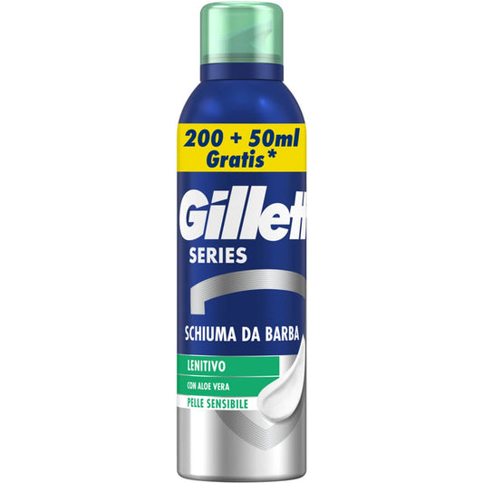 GILLETTE SERIES SCHIUMA DA BARBA 200+50ML LENITIVO CON ALOE VERA PELLE SENSIBILE
