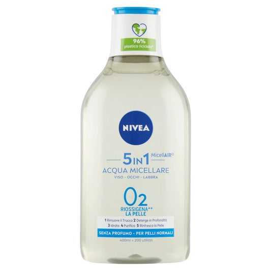 NIVEA MICELLAIR ACQUA MICELLARE 5IN1 VISO-OCCHI-LABBRA O2 400ML SENZA PROFUMO PELLI NORMALI