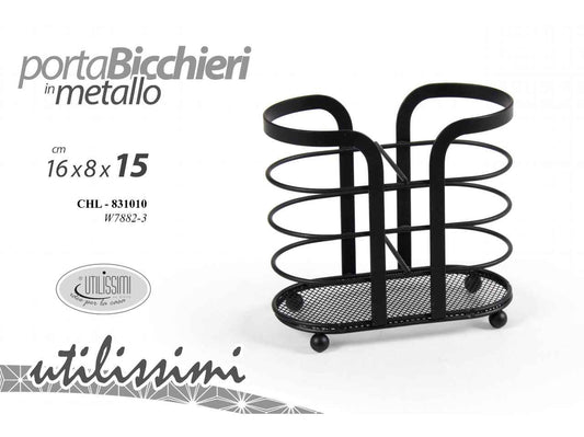 GICOS PORTABICCHIERI IN METALLO 16X8X15 NERO CHL-831010