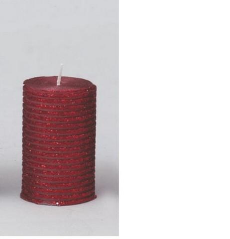 EURONATALE CANDELA CILINDRO GLITTER CM.5X7,5 ROSSO