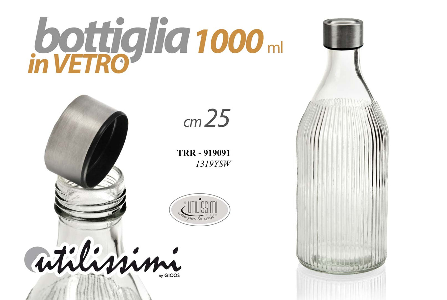 GICOS BOTTIGLIA IN VETRO 1L CM.25 TRR-919091