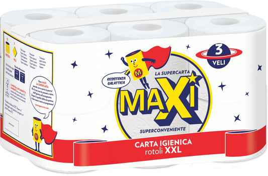 MAXI CARTA IGIENICA 3 VELI 12 ROTOLI XXL