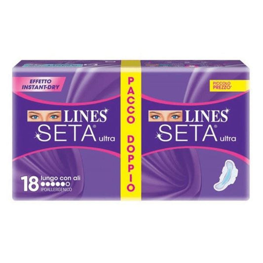 LINES SETA ULTRA PACCO DOPPIO X18 LUNGO CON ALI