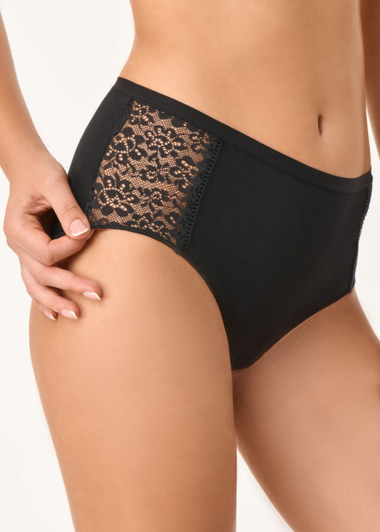 GOLDEN LADY SLIP MIDI PIZZO COTONE 3-M NERO