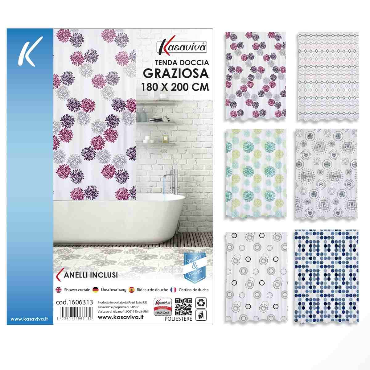 KASAVIVA TENDA DOCCIA GRAZIOSA CM.180X200 ASSORTITA