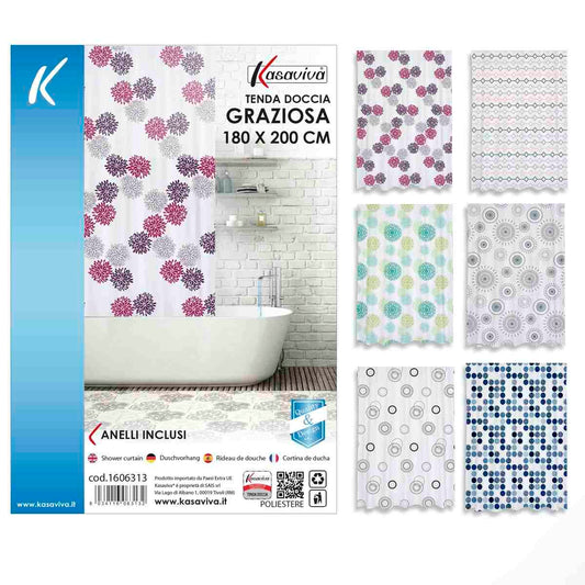 KASAVIVA TENDA DOCCIA GRAZIOSA CM.180X200 ASSORTITA