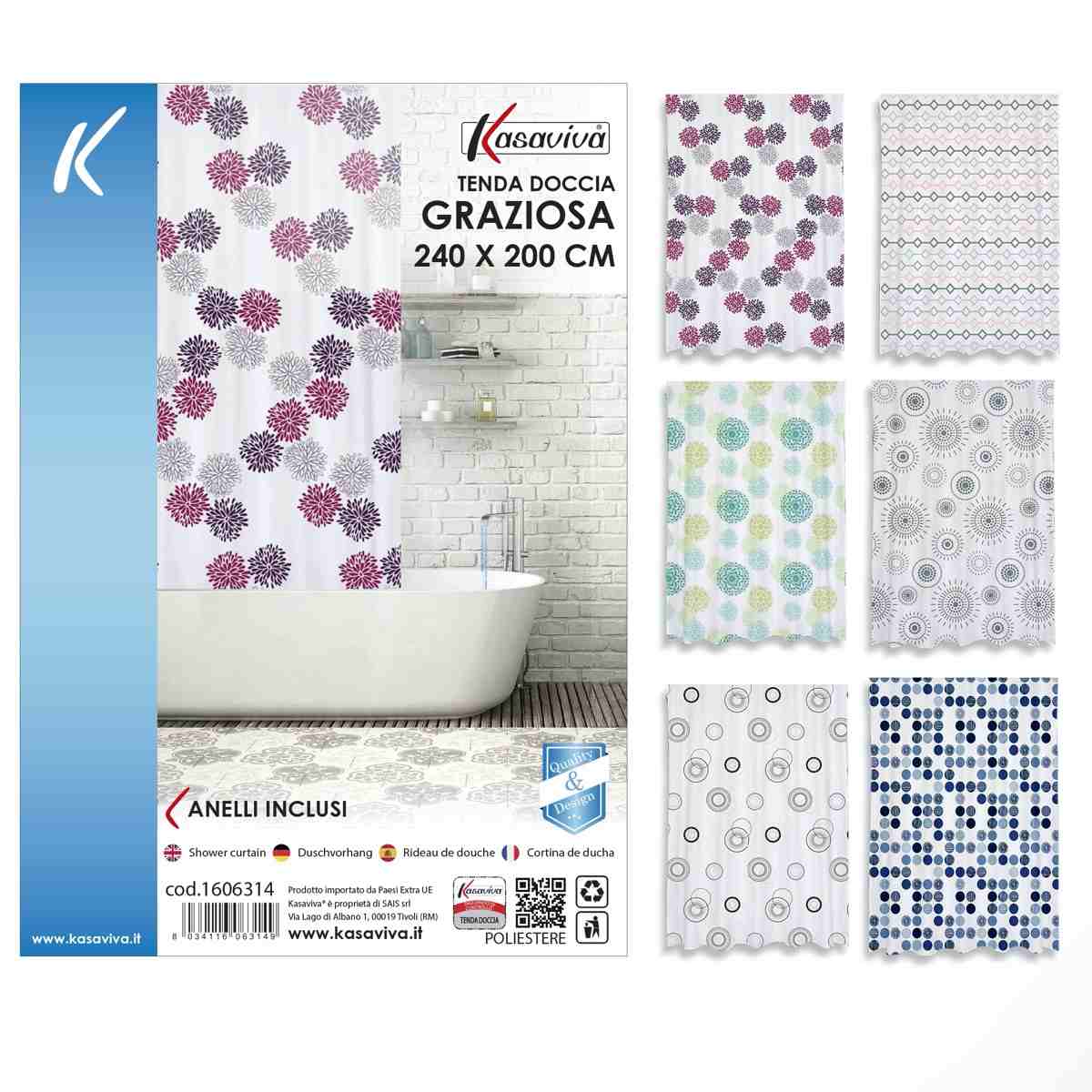 KASAVIVA TENDA DOCCIA GRAZIOSA CM.240X200 ASSORTITA