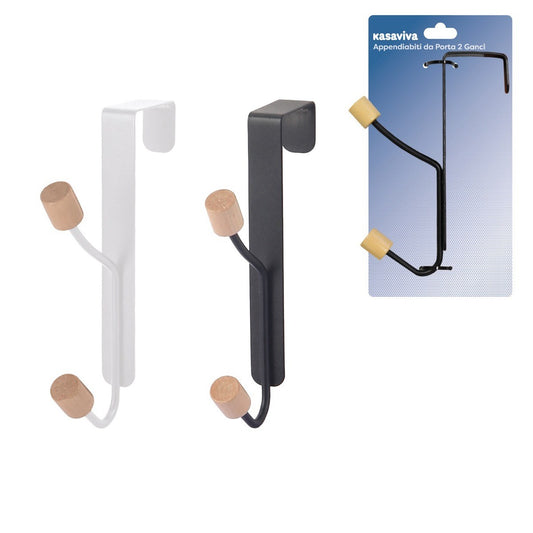 KASAVIVA ELEMENT APPENDIABITI DA PORTA 2 GANCI COLORI ASSORTITI BIANCO/NERO