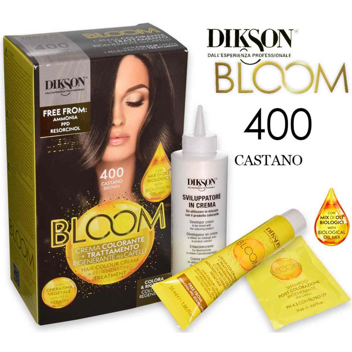 DIKSON BLOOM CREMA COLORANTE SENZA AMMONIACA 400 CASTANO