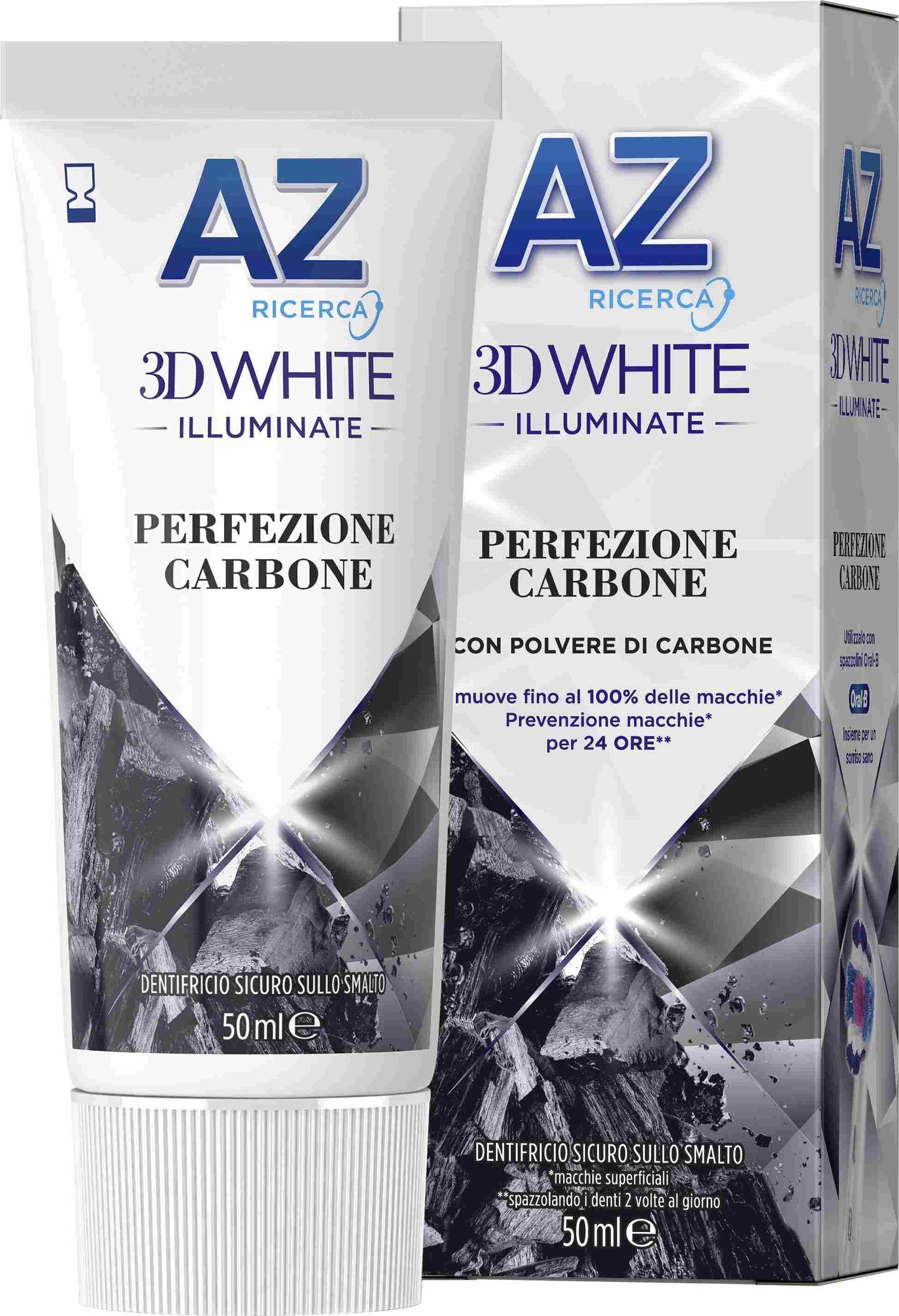 AZ DENTIFRICIO 50ML 3D WHITE ILLUMINATE PERFEZIONE CARBONE CON POLVERE DI CARBONE