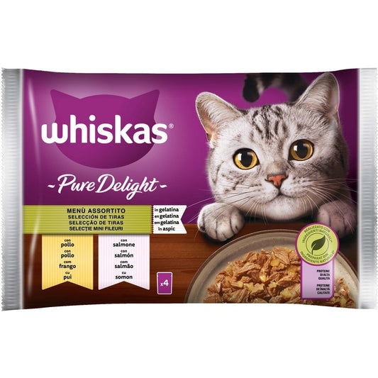 WHISKAS PURE DELIGHT 4X85G MENU' ASSORTITO POLLO-SALMONE