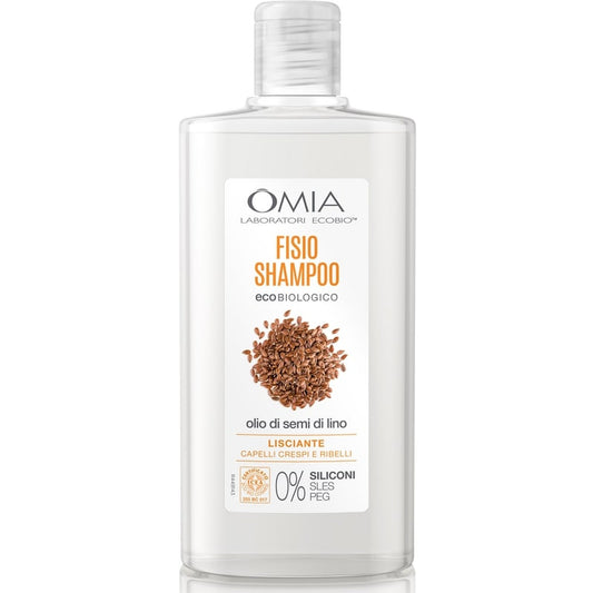 OMIA FISIO-SHAMPOO 200ML OLIO DI SEMI DI LINO LISCIANTE CAPELLI CRESPI E RIBELLI