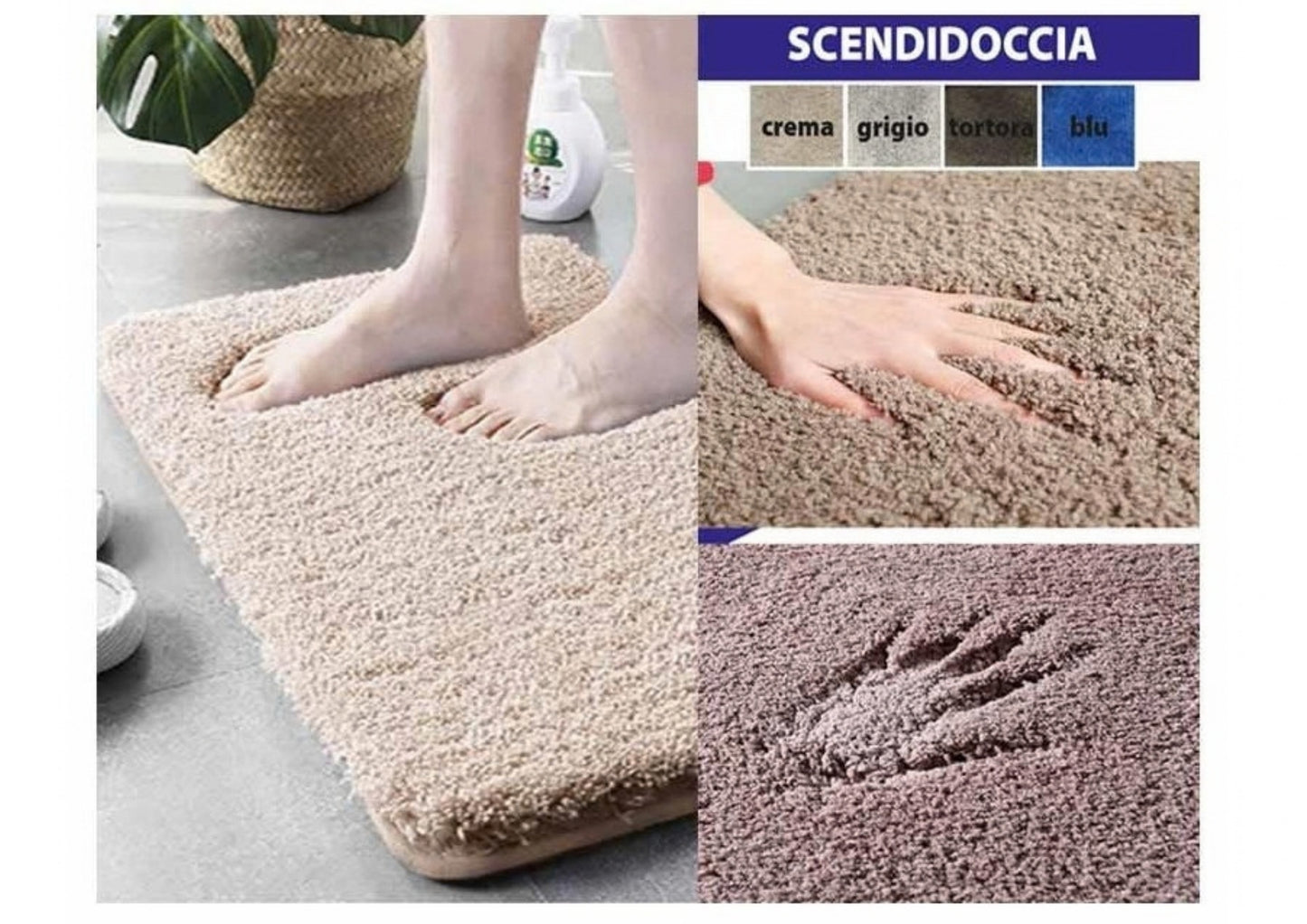 SANA TEC TAPPETO SCENDIDOCCIA PREMIUM CM.45X70 GRIGIO MICROFIBRA AGLI IONI D'ARGENTO ARGENTO ANTIBATTERICO