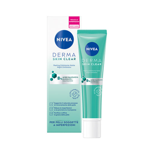 NIVEA DERMA SKIN CLEAR PEELING ESFOLIANTE NOTTE 40ML 8% ACIDO SALICILICO & NIACINAMIDE