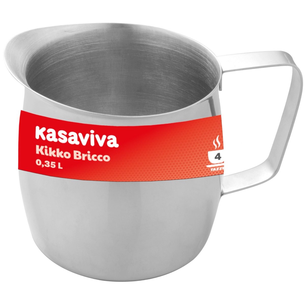 KASAVIVA KICCO BRICCO LATTIERA ACCIAIO INOX 0,35L 4 TAZZE