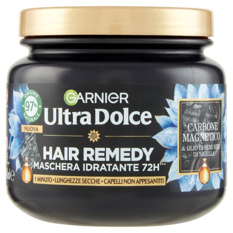 GARNIER ULTRA DOLCE HAIR REMEDY MASCHERA 340ML IDRATANTE 1 MINUTO CARBONE MAGNETICO