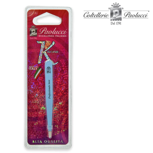 PAOLUCCI KARINA PINZETTA COLORATA INOX PROFESSIONALE PUNTE RETTE CM.9 ART.2365