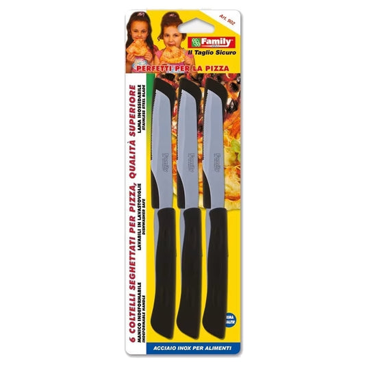 PAOLUCCI FAMILY COLTELLI DA TAVOLA,PER BISTECCA E PER PIZZA MANICO PP LAMA INOX CM.11 6PZ
