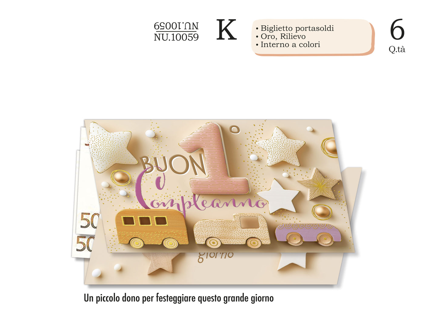 CROMO NB BIGLIETTO PORTASOLDI NUMERO 1 ROSA NU.10059