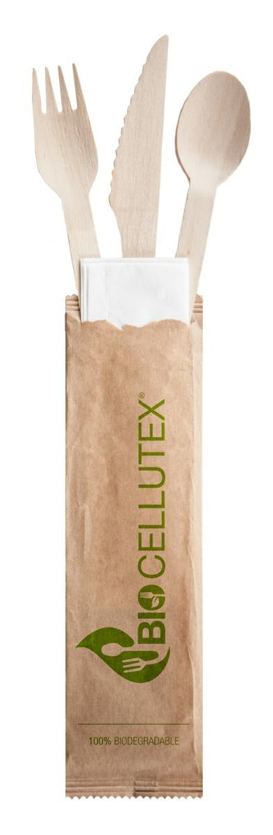 BIO CELLUTEX TRIS FORCHETTA+COLTELLO+CUCCHIAIO+TOVAGLIOLO 33X33 50PZ