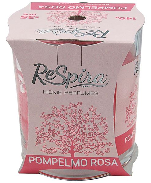 RESPIRA CANDELA IN VETRO PROFUMATA 35 ORE 140G POMPELMO ROSA