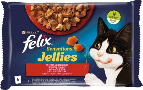 FELIX SENSATIONS JELLIES 4X85G SELEZIONI DELIZIOSE MANZO/POLLO