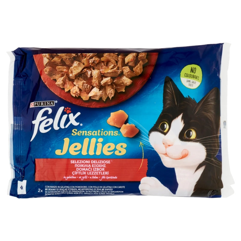 FELIX SENSATIONS JELLIES 4X85G SELEZIONI DELIZIOSE MANZO/POLLO