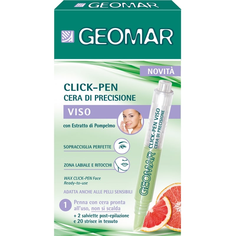 GEOMAR CLIK-PEN CERA DI PRECISIONE VISO + 20 STRISCE E 2 SALVIETTE POST-EPILAZIONE