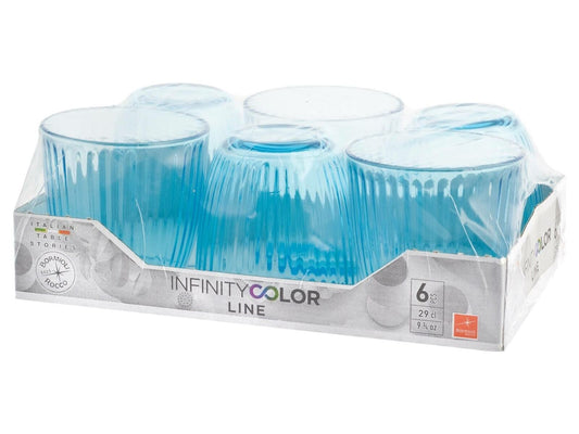 BORMIOLI INFINITY COLOR LINE BICCHIERE ACQUA 320ML X6 LIVELY BLUE