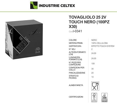 CELTEX INFIBRA 100 TOVAGLIOLI TOUCH COLOR 25X25 NERO