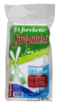 FATIGATI 24 FORCHETTE STREPITOSO RIUTILIZZABILI BIANCO