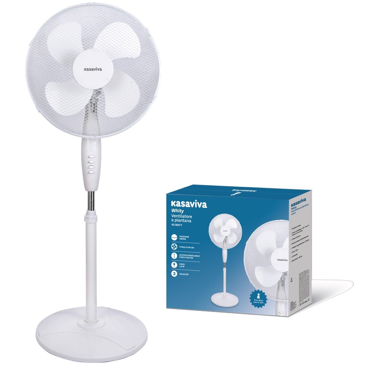 KASAVIVA WHITY VENTILATORE A PIANTANA 45W CM.130 BIANCO