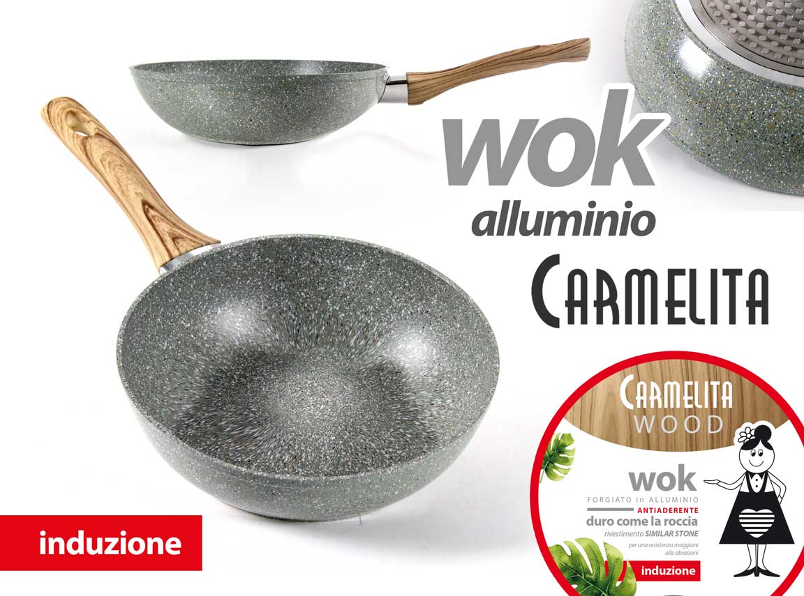 GICOS CARMELITA WOOD WOK ALLUMINIO 1 MANICO 28CM