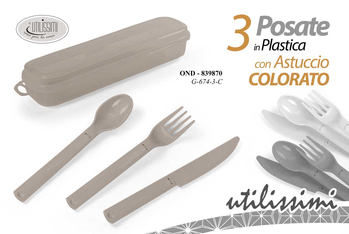 GICOS 3 POSATE IN PLASTICA CON ASTUCCIO COLORATO