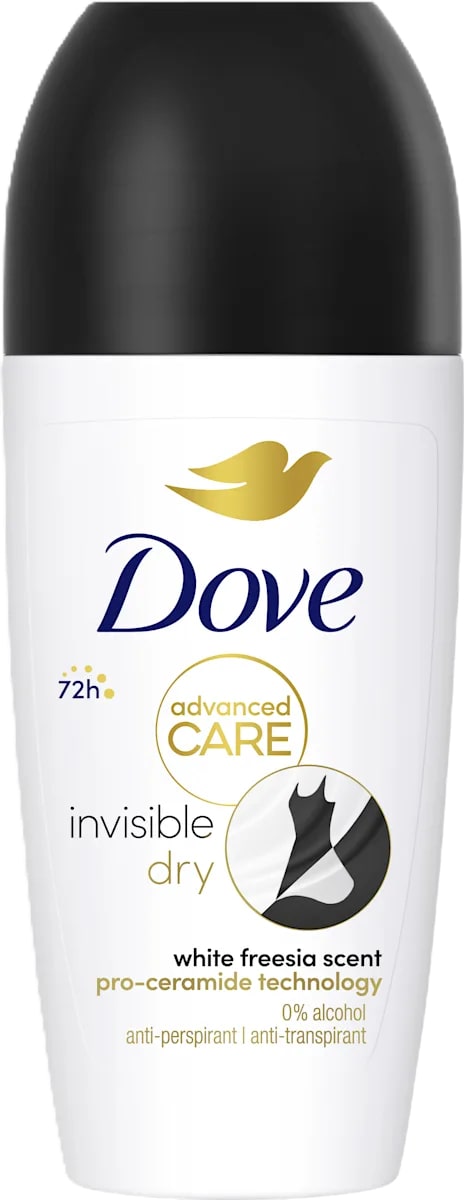 DOVE DEO ROLL-ON 50ML ADVANCED CARE INVISIBLE DRY WHITE FREESIA SCENT 48H