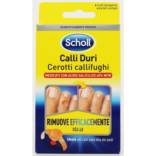 SCHOLL CALLI DURI CEROTTI CALLIFUGHI 4 CEROTTI IDROREPELLENTI 4 DISCHETTI CALLIFUGHI