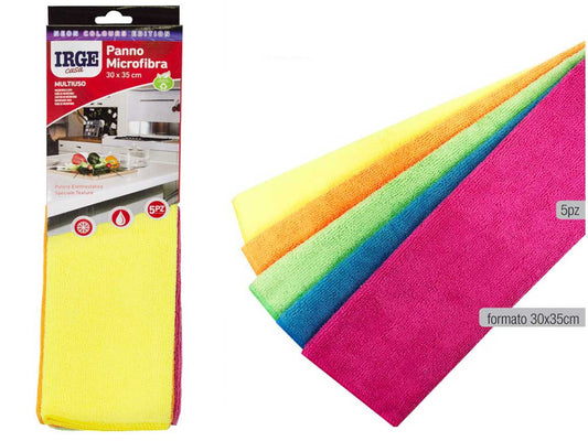 IRGE CASA PANNI MICROFIBRA MULTIUSO CM.30X35 5PZ NEON COLORS